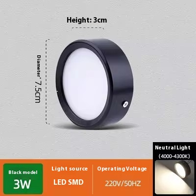 Non Perforated Ceiling Mounted Black Diffuse Hallway Ceiling Light - Image 2