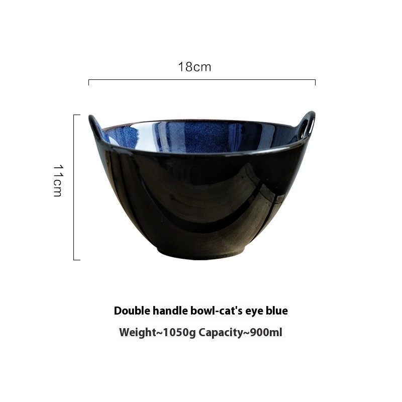 Home Individual Porcelain Creative Binaural Soup Noodles Trumpet Bowl - Image 6