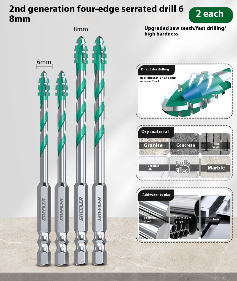 Four-blade Serrated Eccentric Bit Tile Concrete Punching Special - Image 7