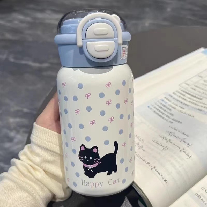 Cute Black Cat Good-looking Vacuum Cup Girls Children Students Large Capacity With Straw - Image 4