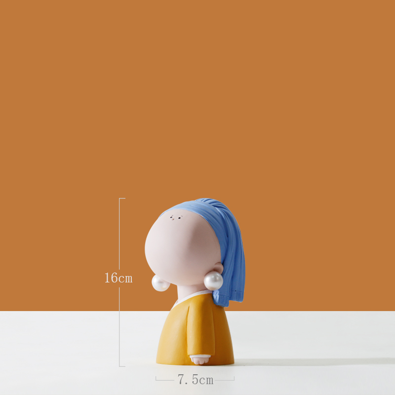 Artistic Girl With Pearl Earrings In The Living Room Entrance Entrance Key Storage Tray Decoration - Image 2