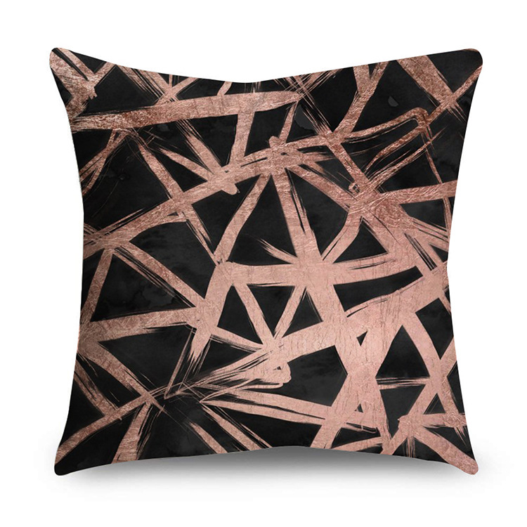 Rose Gold Polyester Pillow Cover Black Gold Element Cushion Throw Pillowcase - Image 12