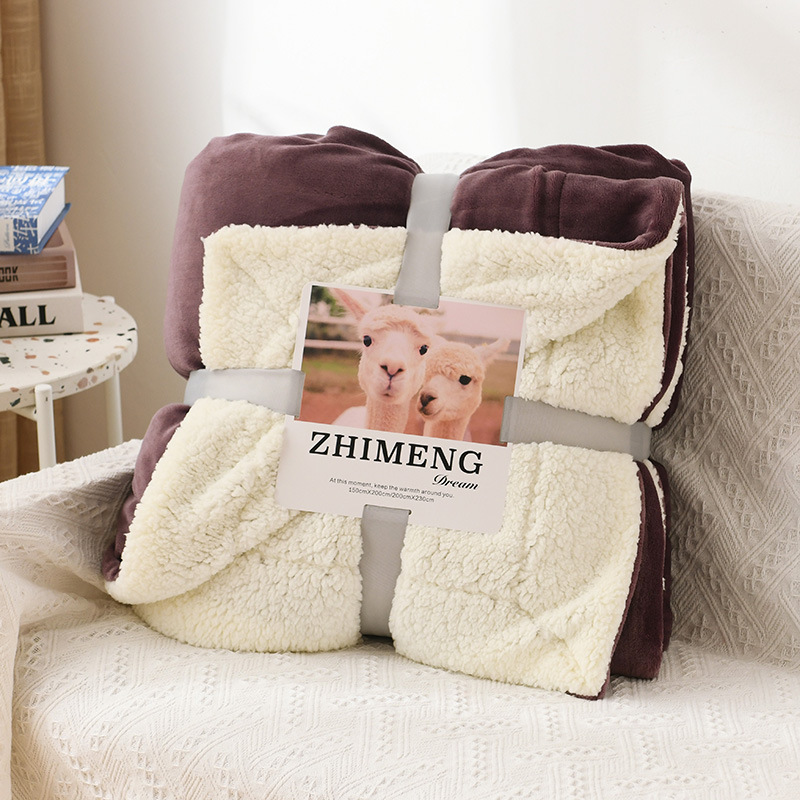 Pure color thick lamb wool blanket