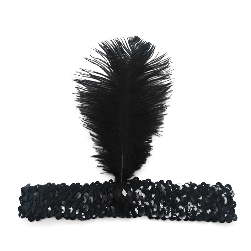 Ostrich Hair Sequined Diamonds Headband - Image 5
