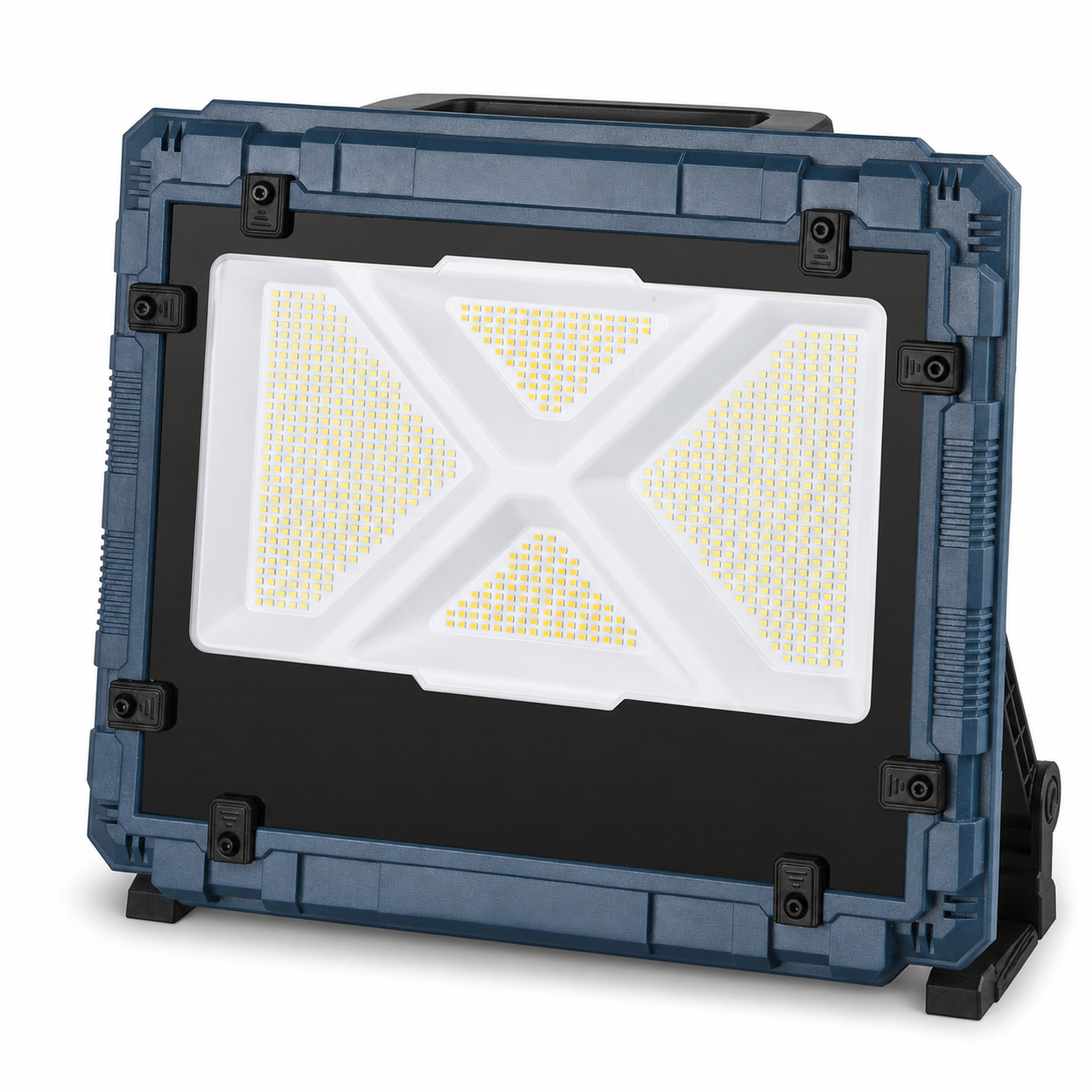 Solar Powered Rechargeable Battery Display Power Bank Function LED Work Light W8111 3 Blue Portable