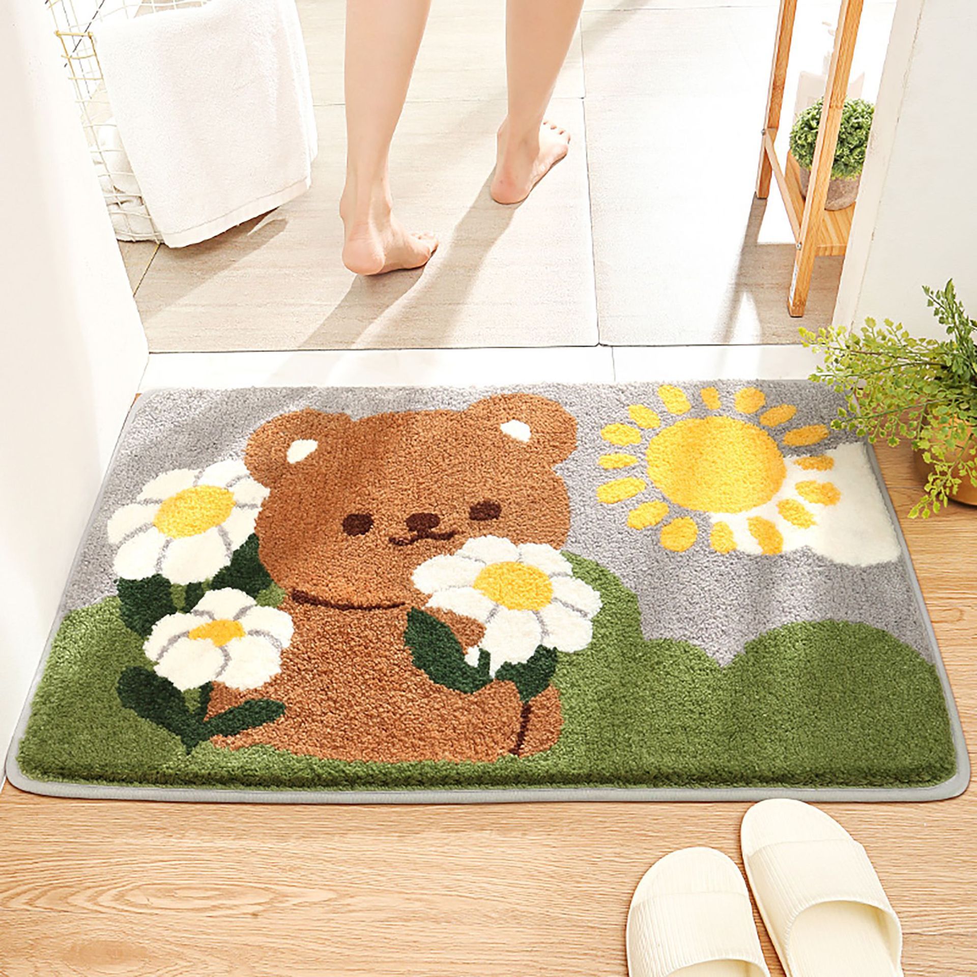 Flocked Home Doormat Bathroom Rug Absorbent Non-slip Mat Bedroom Foot Pad - Image 9