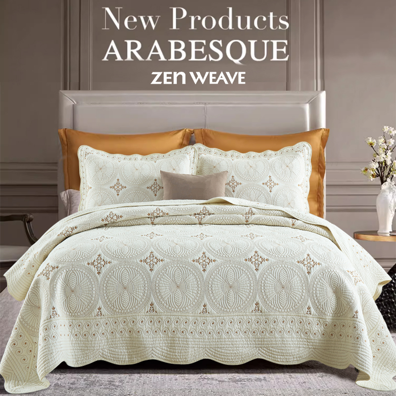 Quilted Bedspread Set Cotton Filled Whole Sheet Quilting Skin-Friendly Soft Breathable Non-Slip Anti-Wrinkle No Static Electricity All-Season Lightweight Bedding No Clumping Pre-Shrunk Envelope