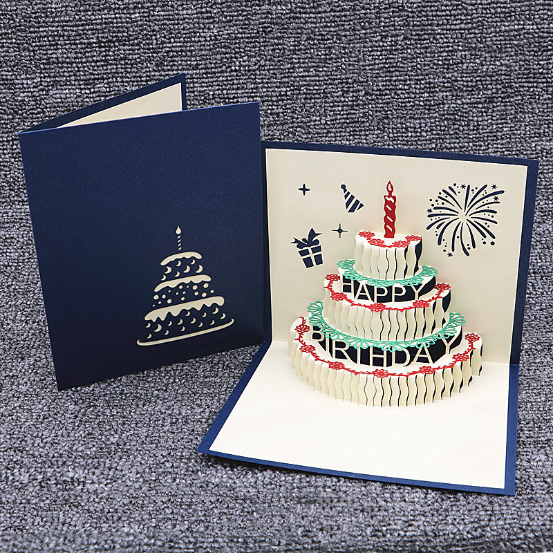 Cake handmade 3d three-dimensional birthday card