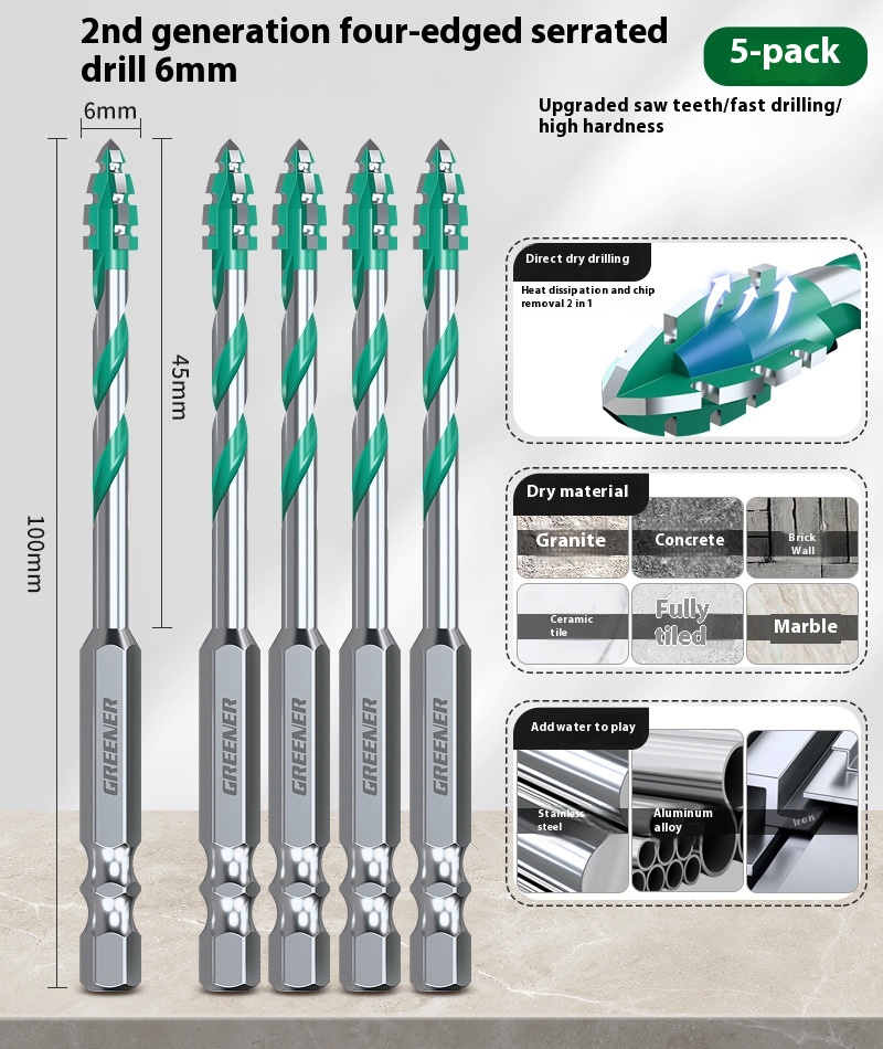 Four-blade Serrated Eccentric Bit Tile Concrete Punching Special - Image 9
