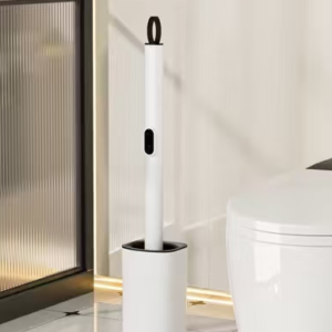 Simple toilet brush-automatic retractable-model with base-white-PP+PC-1 piece