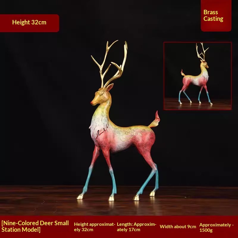 Painted Bronze Nine-Color Deer Standing Resting And Lying Decorative Ornaments