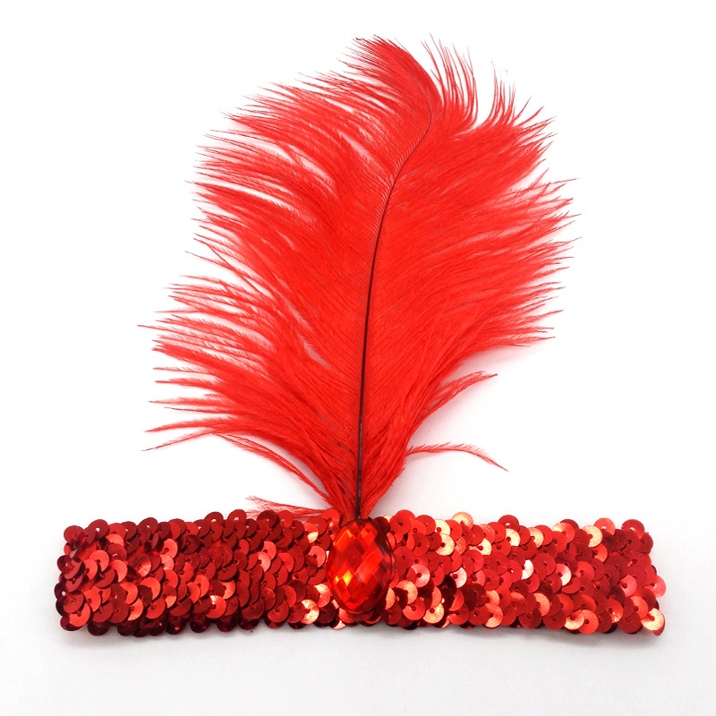Ostrich Hair Sequined Diamonds Headband - Image 6