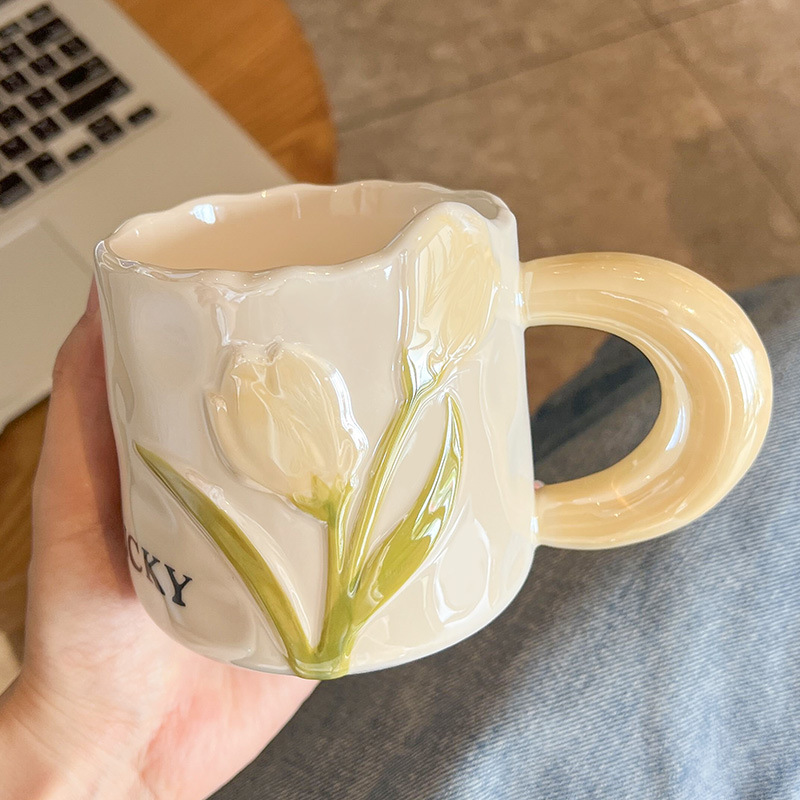 Creative Tulip Ceramic Cute High Appearance Gift Couple Coffee Mug - Image 7