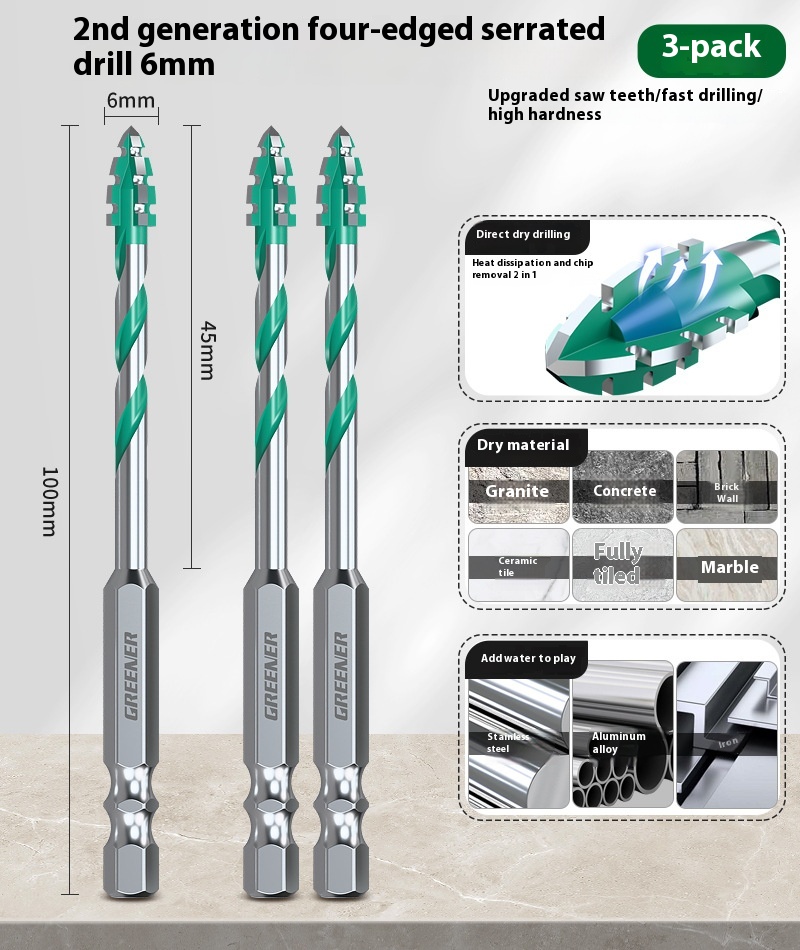 Four-blade Serrated Eccentric Bit Tile Concrete Punching Special - Image 17