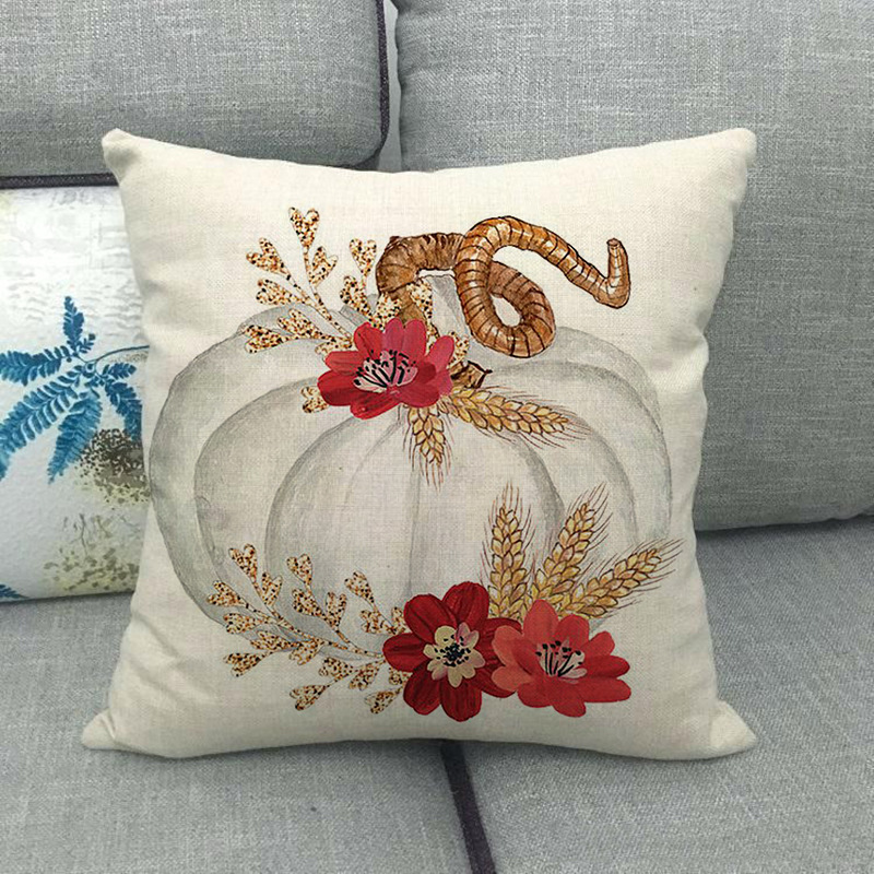 Painted pumpkin linen pillowcase - Image 14