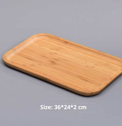 Japanese-style Bamboo Wooden Tray Rectangle Round Cake Pizza Tea Plate - Image 6