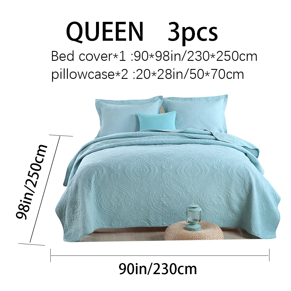 3-Piece Damascus Quilted Bedspread Set Embossed Quilting Cotton Filled Reversible Coverlet Skin-Friendly Soft Breathable Non-Slip Anti-Wrinkle No Static Electricity All-Season Lightweight Bedding - Image 3