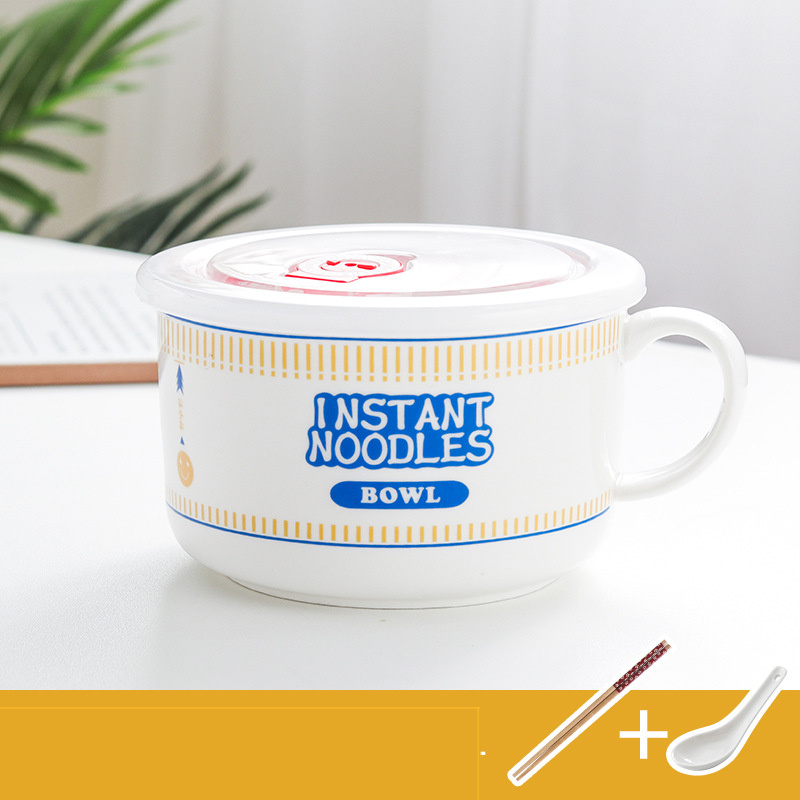 Japanese Creative Ceramic Instant Noodle Bowl With Lid - Image 18