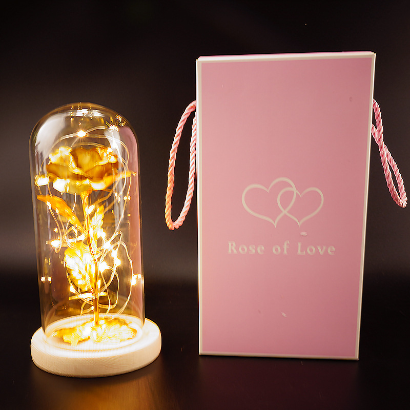 Preserved Flower Glass Cover Gold Foil Rose Flower Mothers Day Valentines Day Birthday Gift Gift Decoration Cross-Border Amazon - Image 6