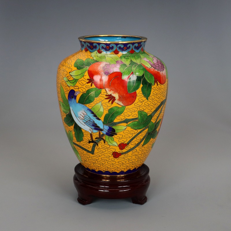 Traditional Copper Filigree Enamel Polished 5-inch Pomegranate Vase