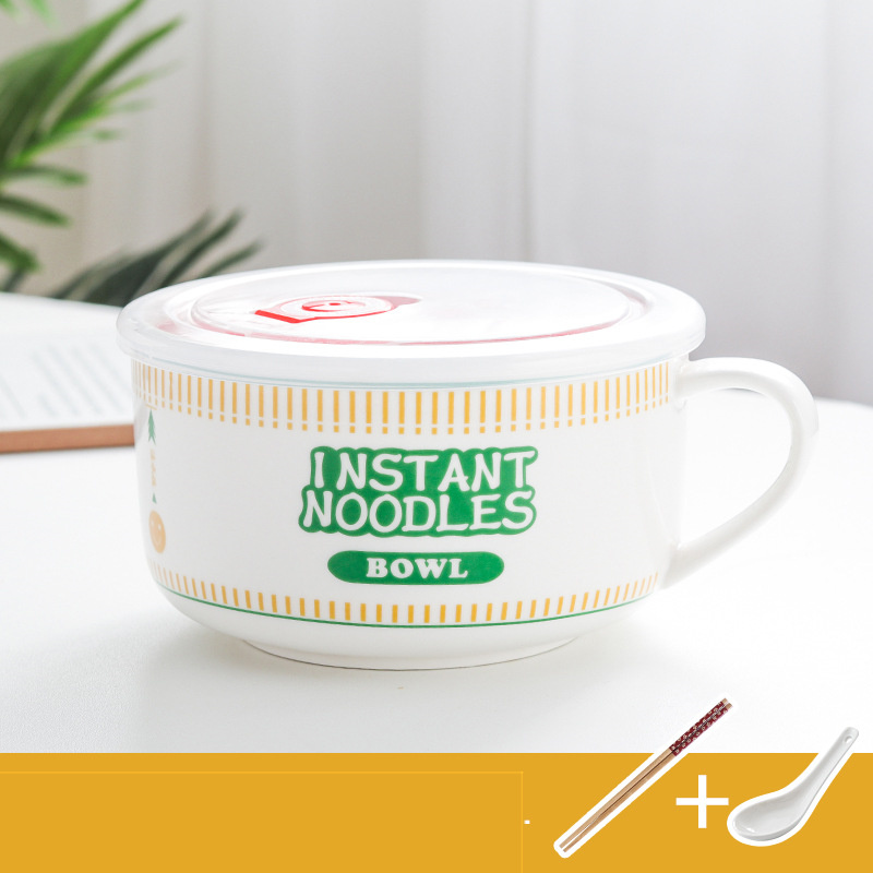 Japanese Creative Ceramic Instant Noodle Bowl With Lid - Image 12