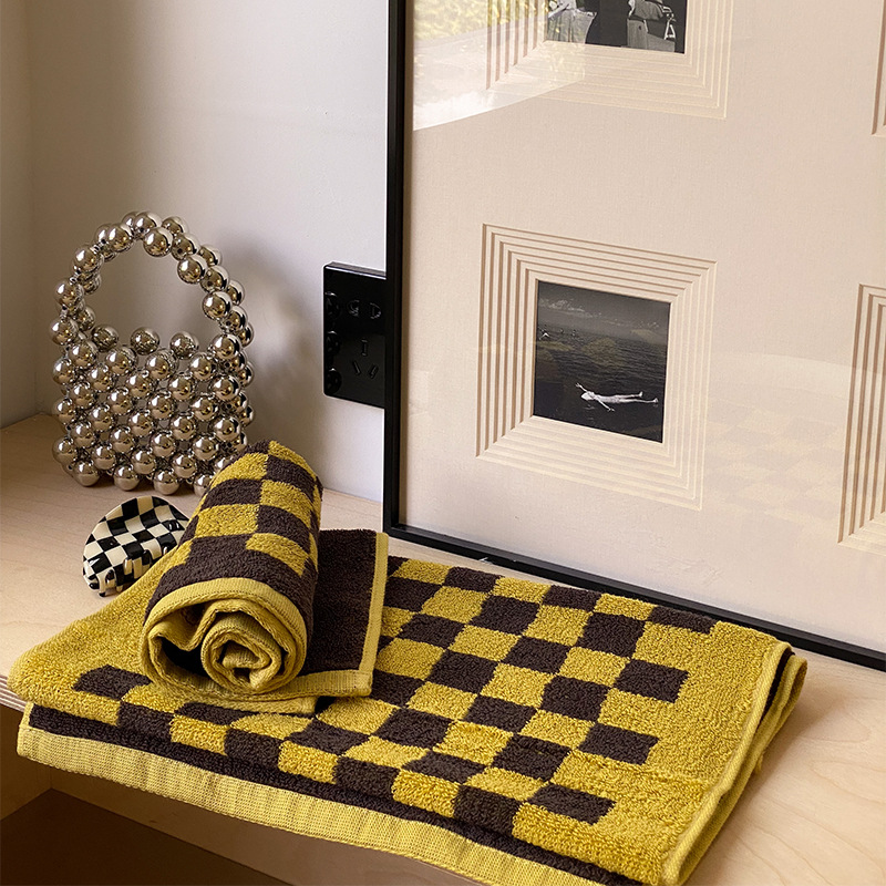 Parent-child Chessboard Grid Long-staple Cotton Yarn-dyed Towels - Image 3