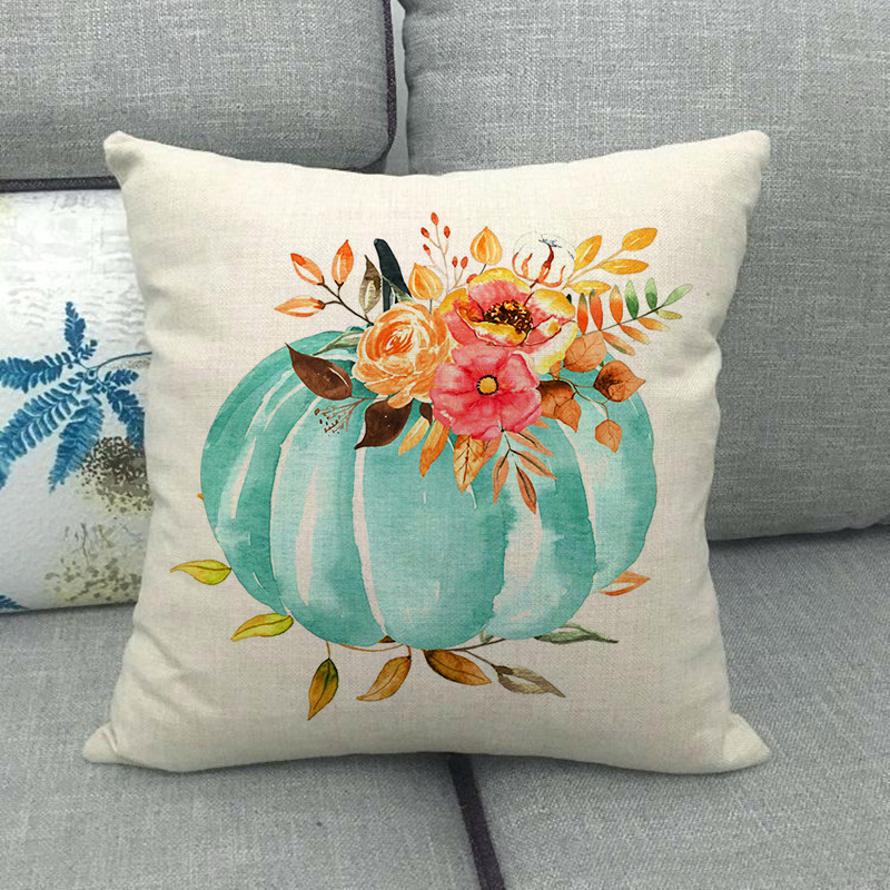 Painted pumpkin linen pillowcase - Image 9