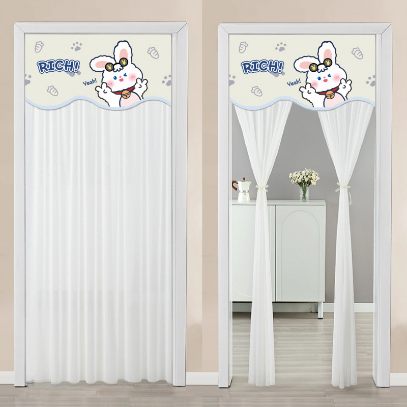 Non Perforated Magic Tape Gauze Double-layer Blackout Curtain