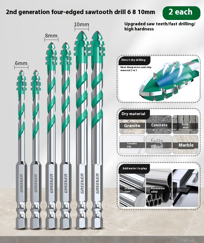 Four-blade Serrated Eccentric Bit Tile Concrete Punching Special - Image 5