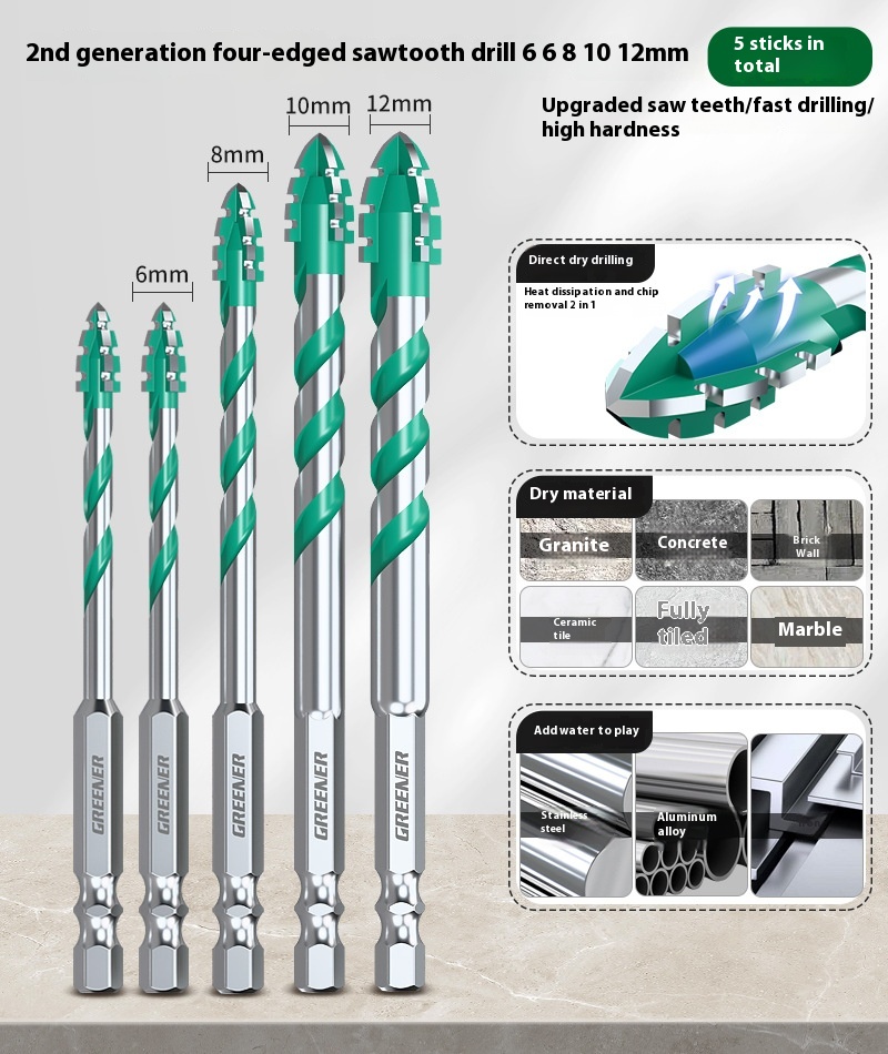 Four-blade Serrated Eccentric Bit Tile Concrete Punching Special - Image 2