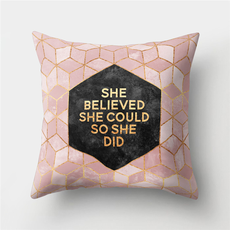 Rose Gold Powder Peach Skin Fabric Pillow Sofa Cushion Cover
