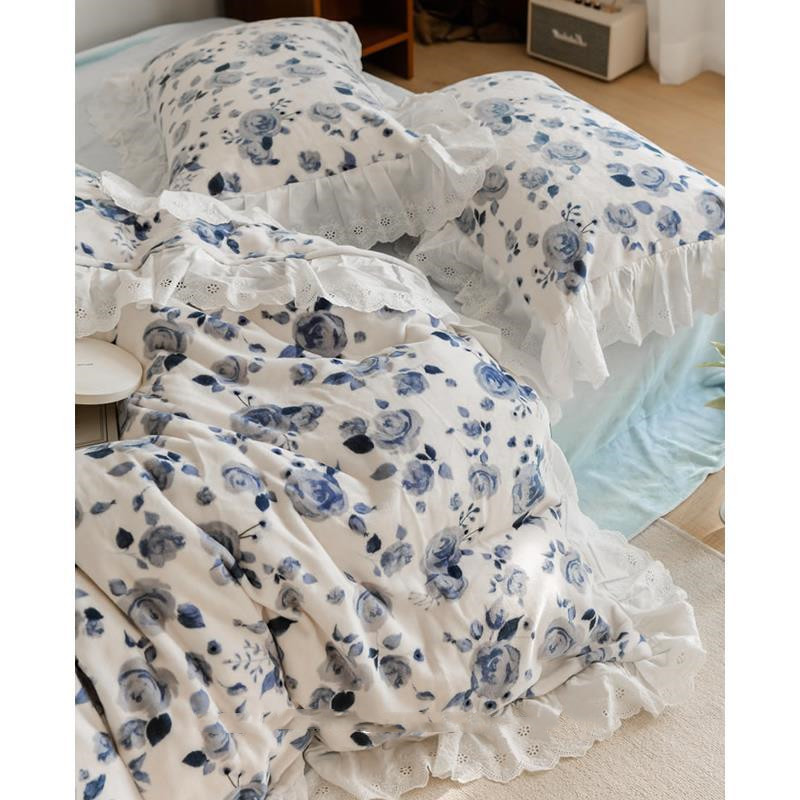 French Rose Autumn And Winter Thickened Four-piece Warmth