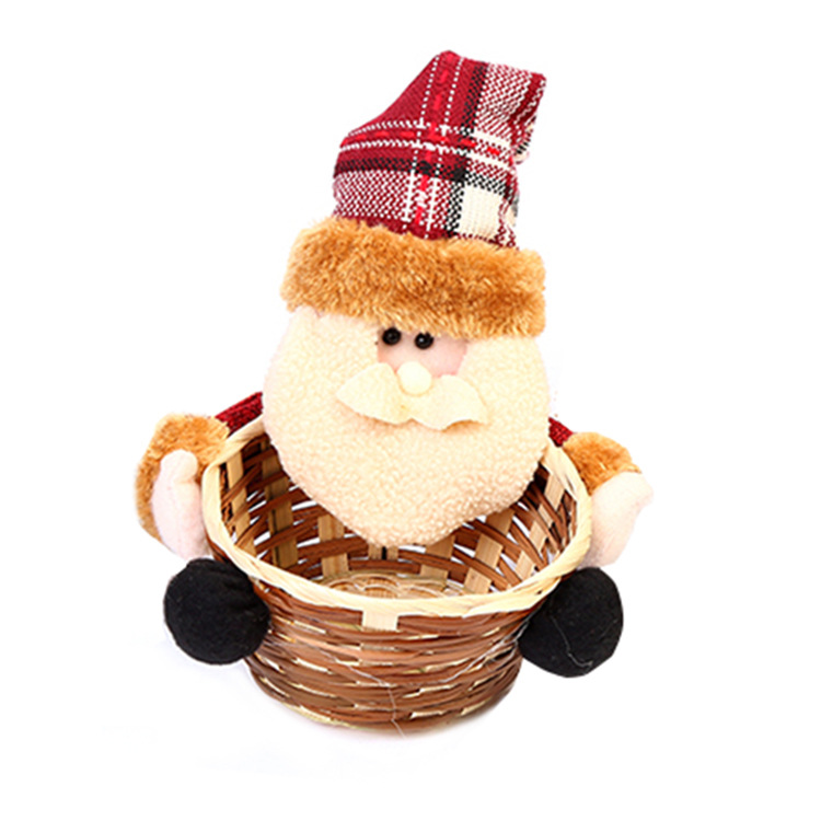 Christmas Decoration Home Storage Basket Santa Snowman Elk Candy Basket