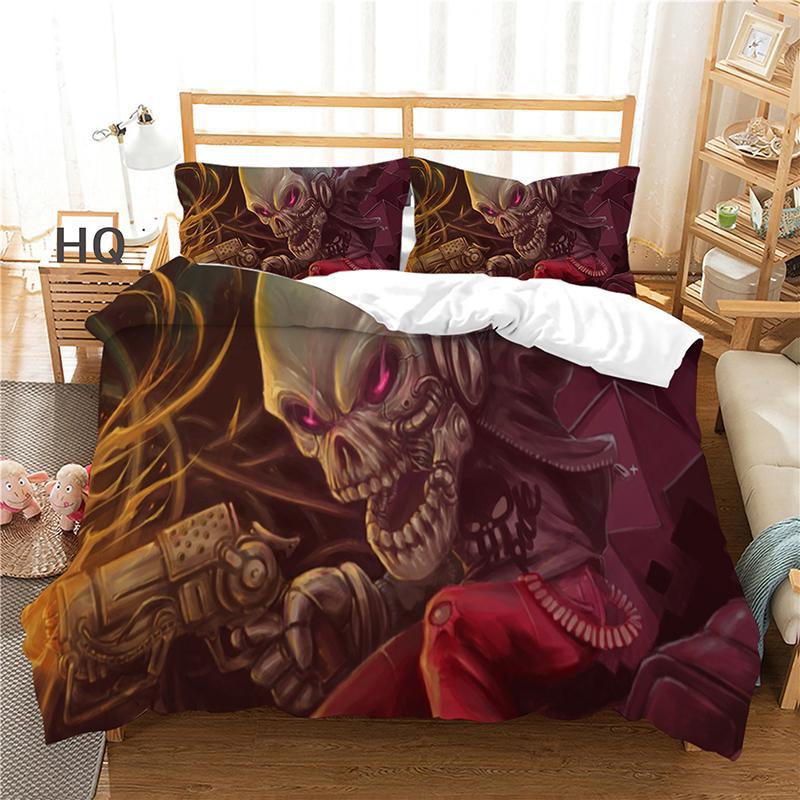3D Digital Print Three Or Four-Piece Skull Pillowcase And Duvet Cover Set - Image 3