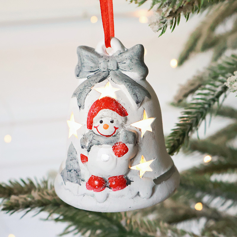 Santa Claus Hollow Ambience Light Christmas Tree Bell Decorative Pendant - Image 2