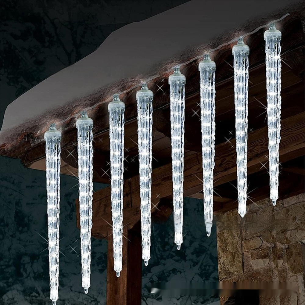 LED Ice Cone Shaped Meteor Shower Solar Christmas Ornamental Festoon Lamp
