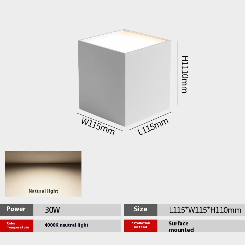 Led Surface Mounted Downlight Square Punch Free Ceiling Lamp - Image 7
