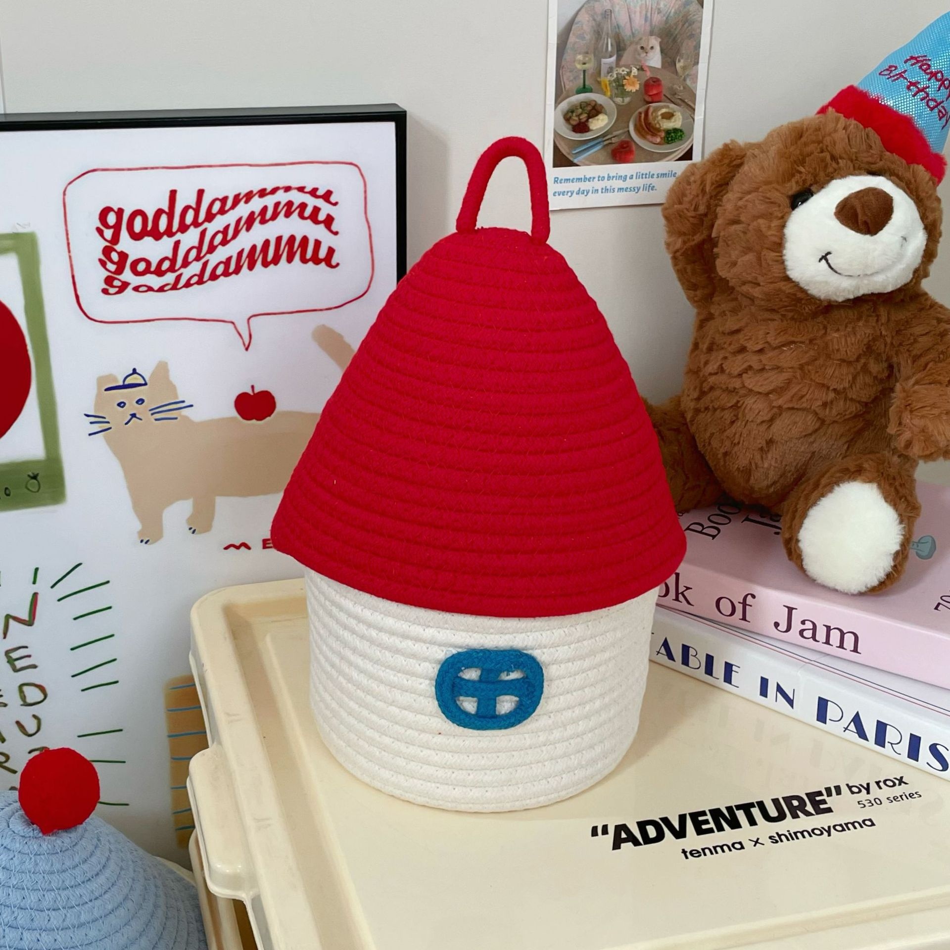 Cute Cotton Thread Woven Storage Basket - Image 6