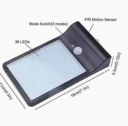 36LED Solar Human Body Induction Outdoor Waterproof Courtyard Wall Lamp - Image 3