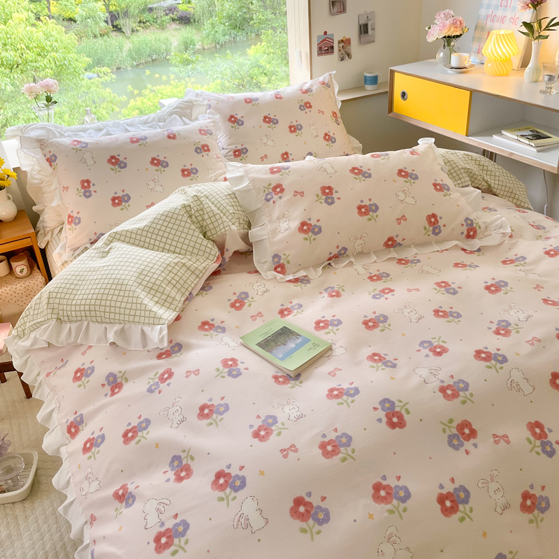 Small Floral Cotton Four-piece Bed Princess Style - Image 8