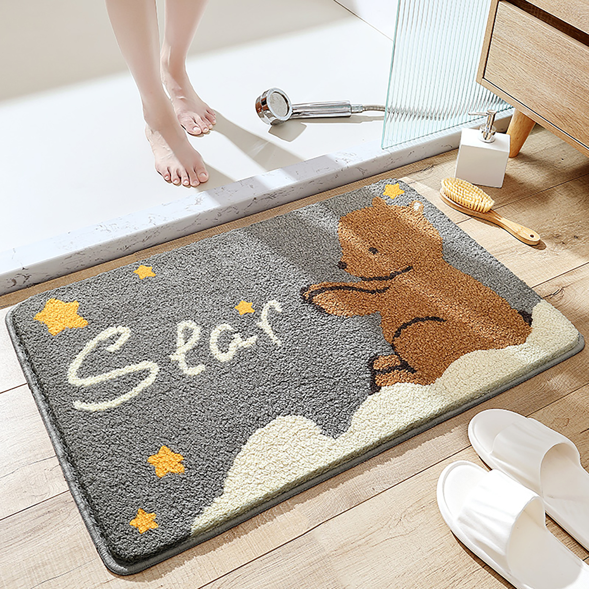 Flocked Home Doormat Bathroom Rug Absorbent Non-slip Mat Bedroom Foot Pad - Image 6