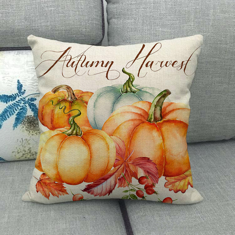 Painted pumpkin linen pillowcase - Image 10