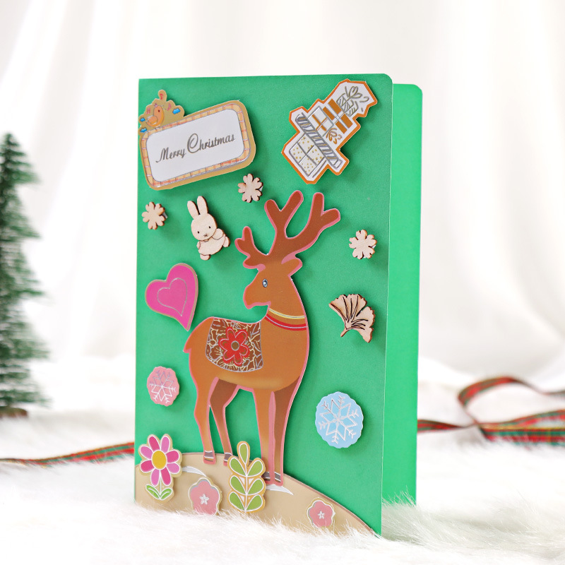 DIY Greeting Card Christmas Creative Handmade Cute Cartoon Message - Image 3