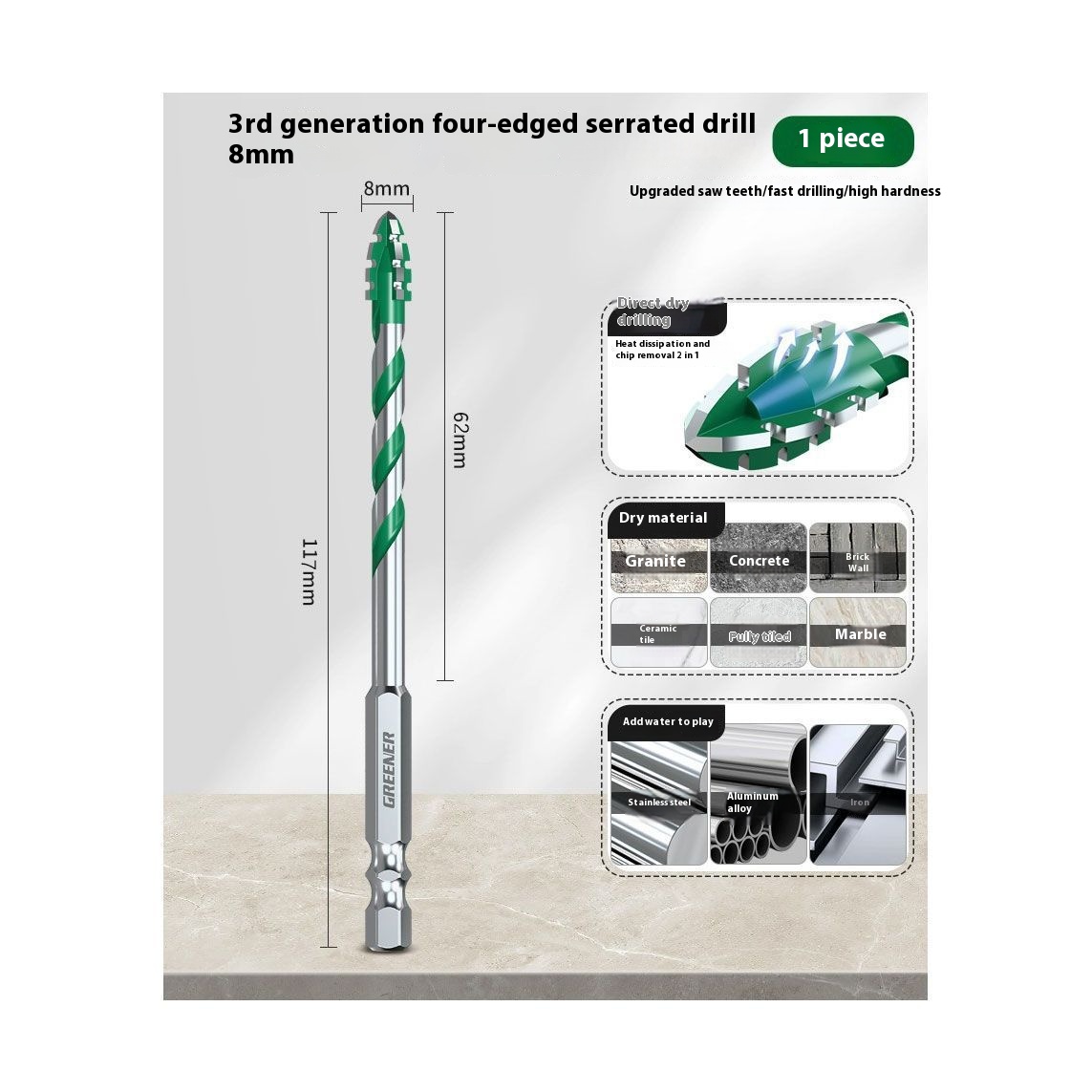Four-blade Serrated Eccentric Bit Tile Concrete Punching Special - Image 26