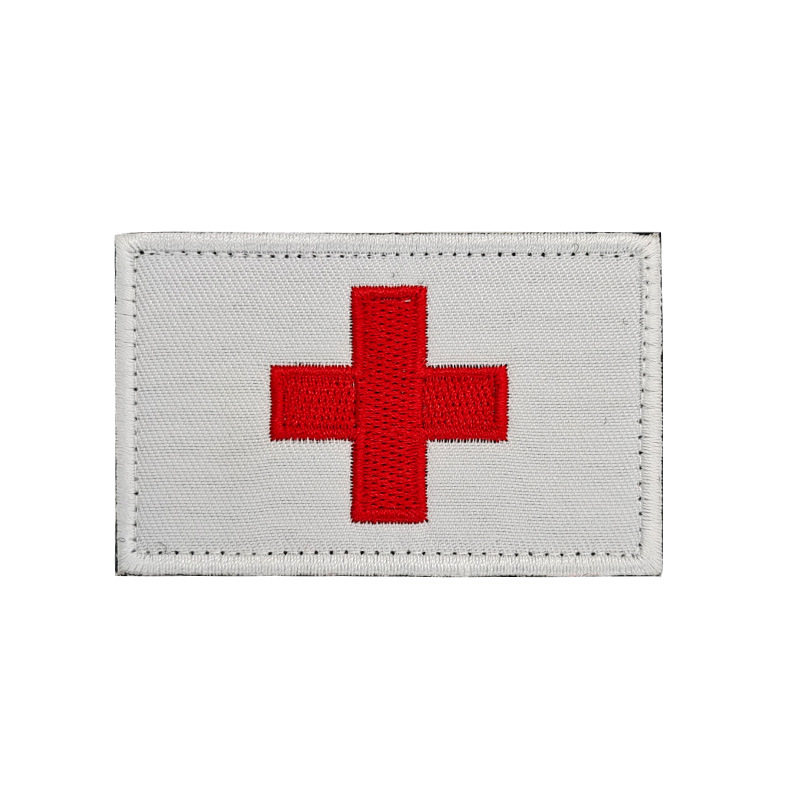 Red Cross Badge Medical First Aid Patch IR Reflective Embroidered Cloth Stickers