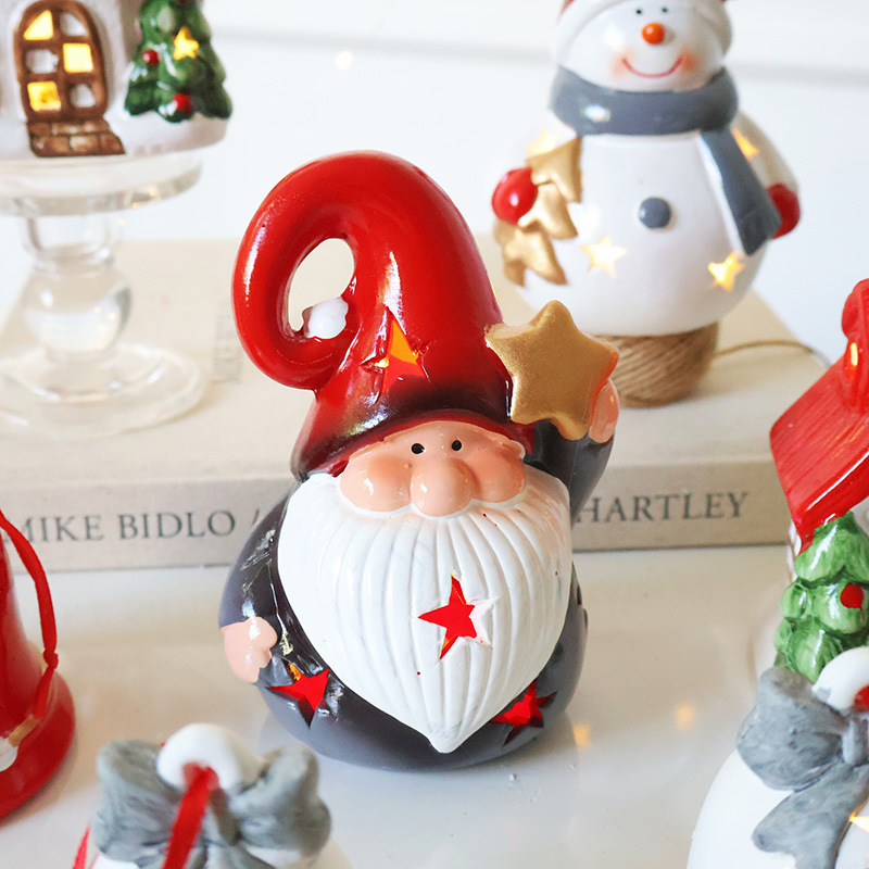 Santa Claus Hollow Ambience Light Christmas Tree Bell Decorative Pendant - Image 5