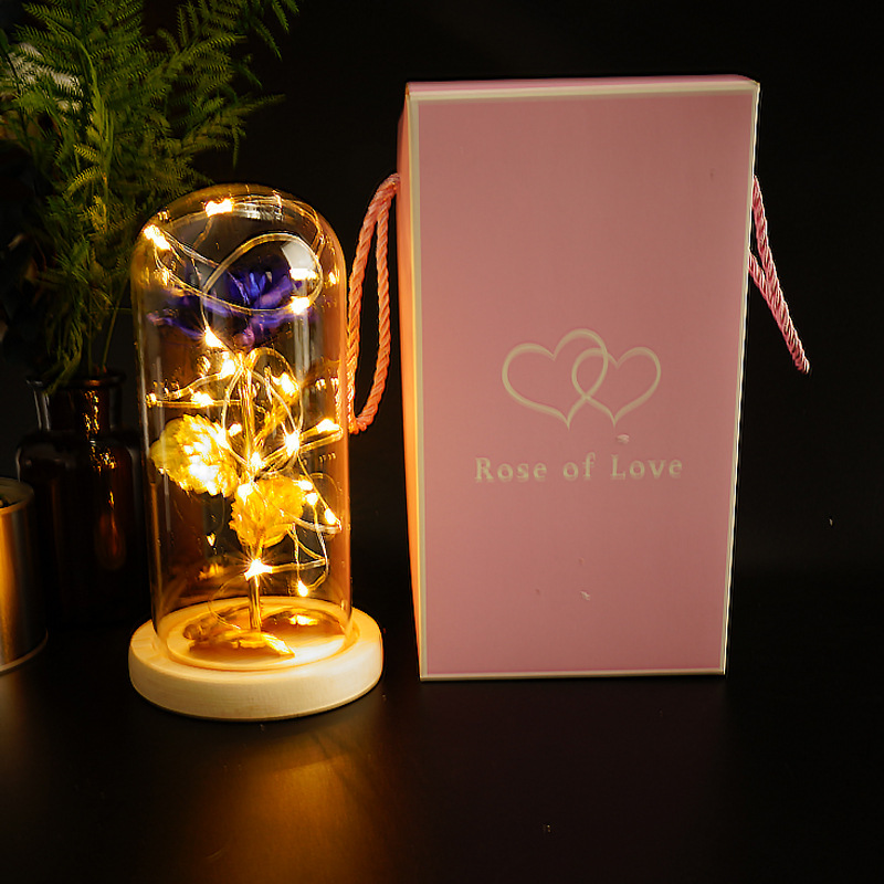 Preserved Flower Glass Cover Gold Foil Rose Flower Mothers Day Valentines Day Birthday Gift Gift Decoration Cross-Border Amazon - Image 7
