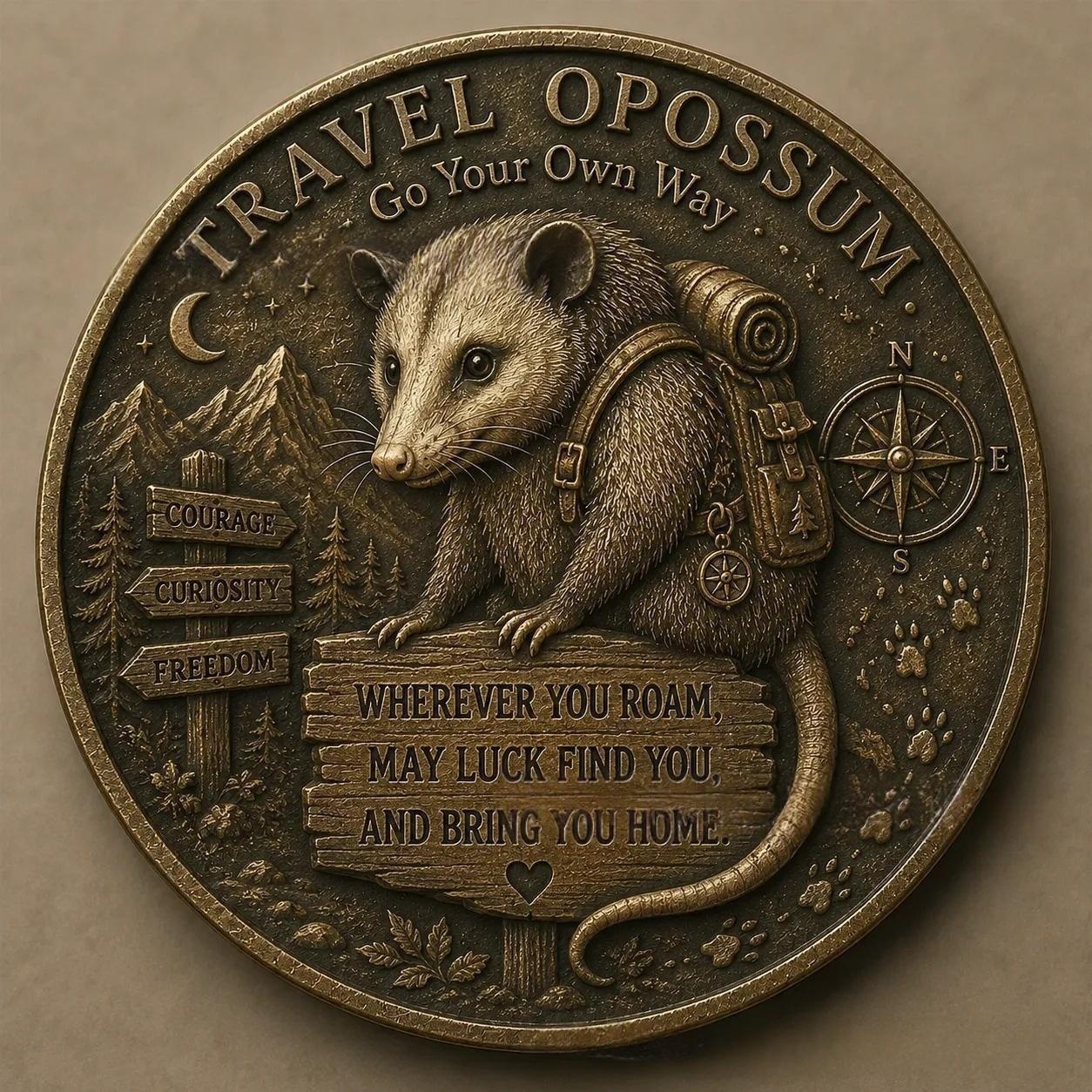 Travel Opossum Lucky Commemorative Coin
