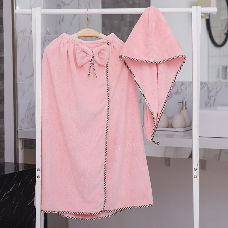 Coral Fleece Bath Skirt Wearable Bath Towels Soft Absorbent Not Easy To Fluff Korean Style - Image 2