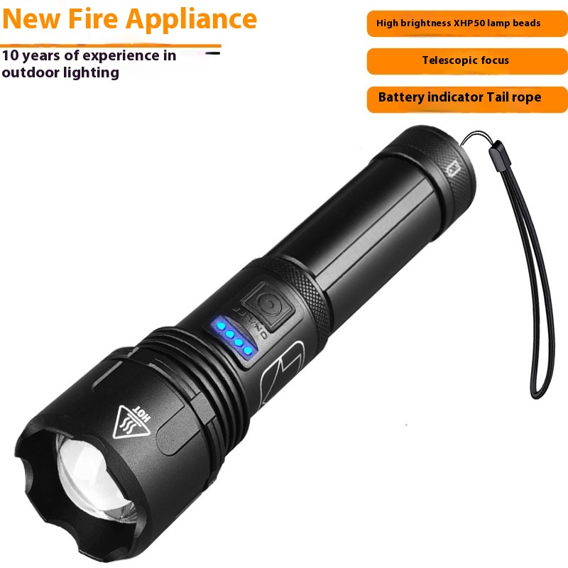 New Rechargeable Strong Light Focusing Flashlight Outdoor Dedicated